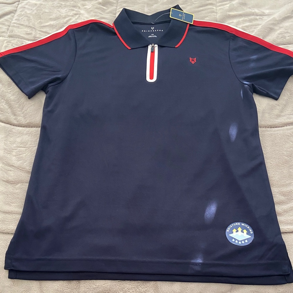 Prince & Fox Navy Polo with Red Accents A10